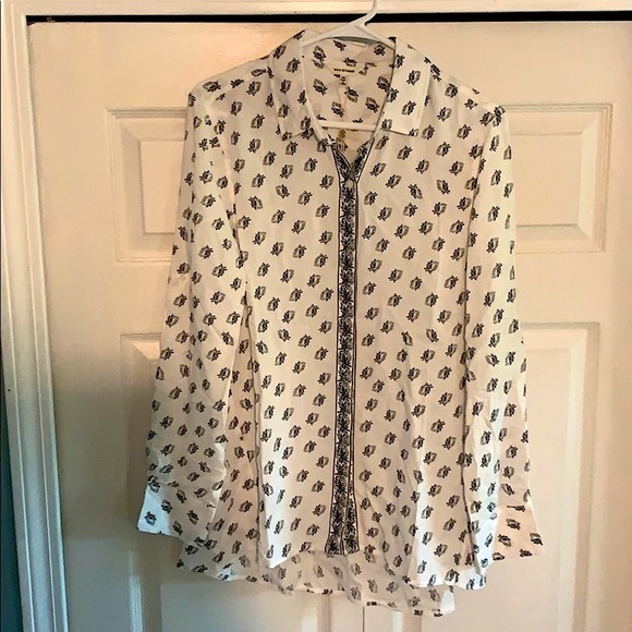 Max Studio black and white boyfriend blouse - Picture 1 of 9